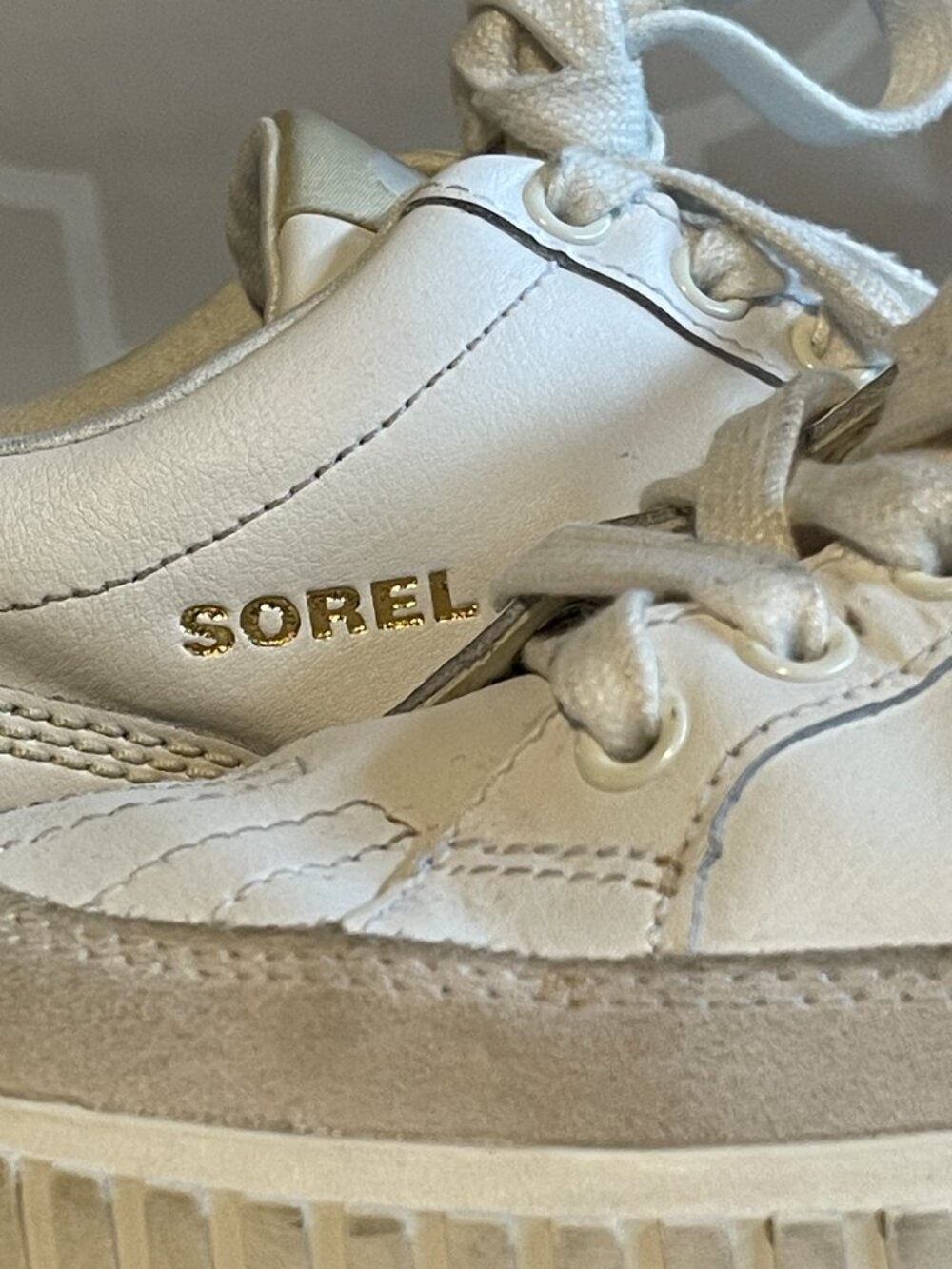 SOREL ONA AVE Low Waterproof Leather Sneakers White Sea Salt